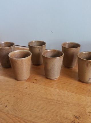 8 tasses ou verres Digoin en grès
