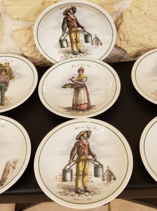 Lot de 7 assiettes à dessert "Métier du vieux Paris"