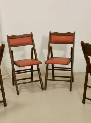 Lot de 4 chaises pliante art deco bois de cédre année 50, re