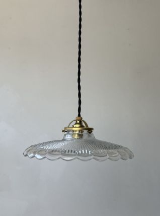 SUSPENSION ANCIENNE EN VERRE PRISMATIQUE VINTAGE