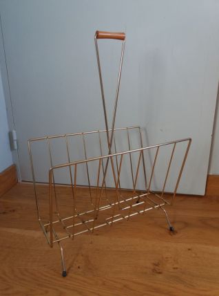 Porte-revue en métal doré, années 60-70