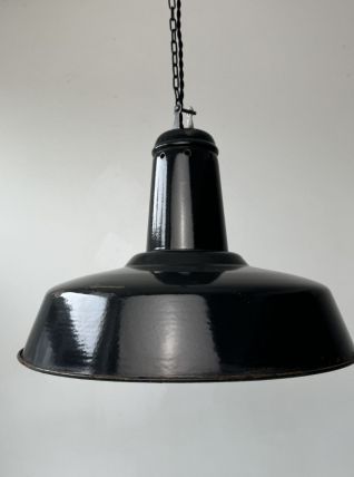 ANCIENNE SUSPENSION INDUSTRIELLE EMAILLEE 41 CM