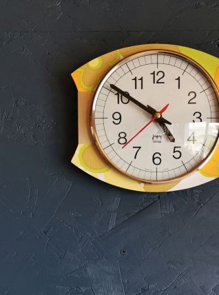 Horloge vintage pendule murale silencieuse années 70 Japy
