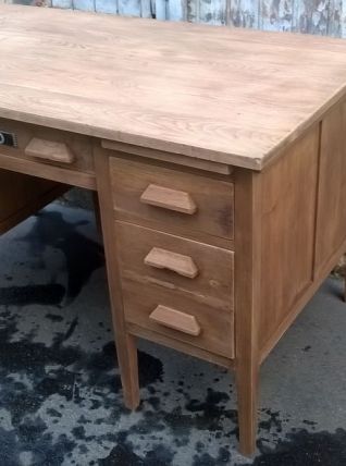 Bureau de ministre en chêne massif brut