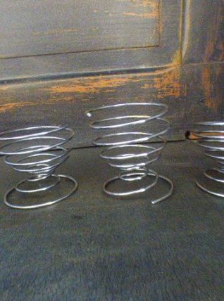 Lot de 3 coquetiers Spirale en métal chromé