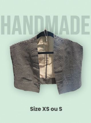 Petit haut vintage handmade à damier noir et blanc