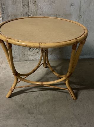 Table basse en rotin années 70