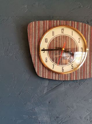 Horloge vintage pendule murale silencieuse années 60 "Rayé"