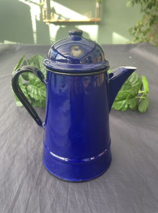 Cafetière émaillée bleu cobalt fabriqué en Pologne