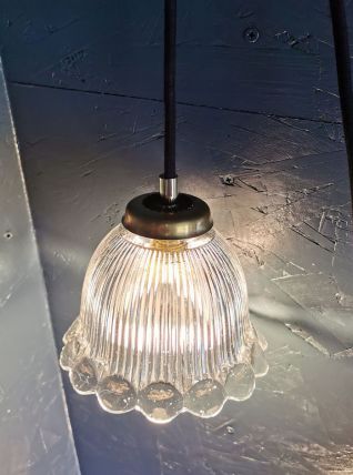 Lampe baladeuse suspension vintage années 60 verre fleur