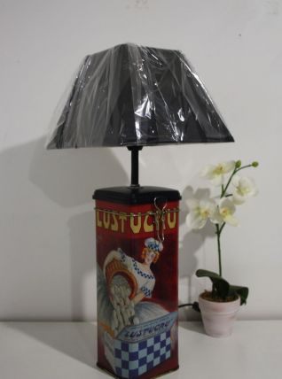 Lampe artisanale recyclage boite vintage Lustucru