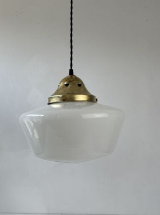 ANCIENNE SUSPENSION EN OPALINE XL 29 CM VINTAGE