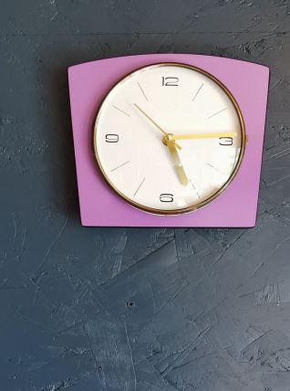 Horloge formica vintage pendule murale silencieuse "Lilas"