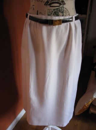 jupe droite lin blanche