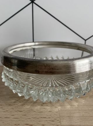 Vide poche art déco -verre et métal argenté