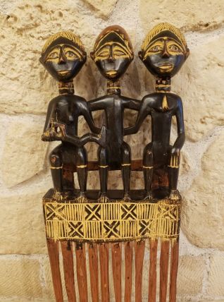 Peigne en bois africain ashanti femelle Ghana