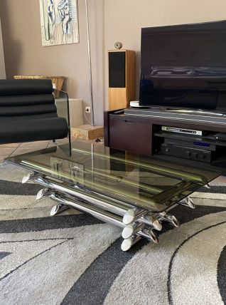 Table basse WILLY RIZZO. 1970. Space age.