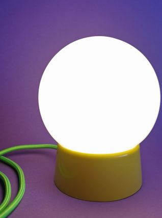 Lampe salon chevet bureau vintage opaline blanche "Jaune"