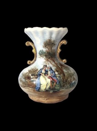 Vase balustre style rococo peint à la main 