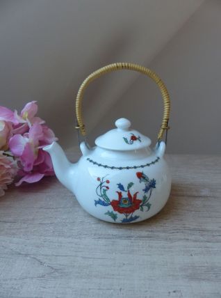 Petite théière porcelaine de Paris décor pavot coquelicot Al