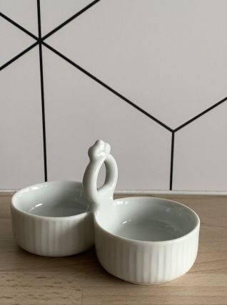 Saleron double en porcelaine blanche - Pillivuyt