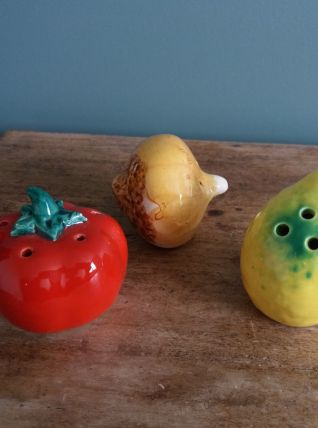salière poivrier en barbotine tomate oignon citron