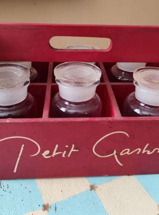 Casier 6 flacons apothicaire déco vintage