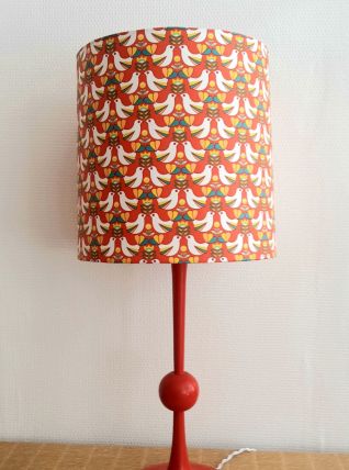 Lampe vintage 1970 et abat-jour fait main 