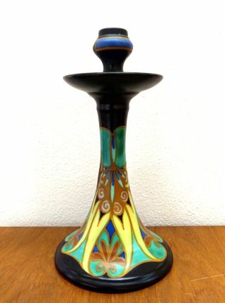 Bougeoir en céramique Gouda Hollande, style art nouveau 