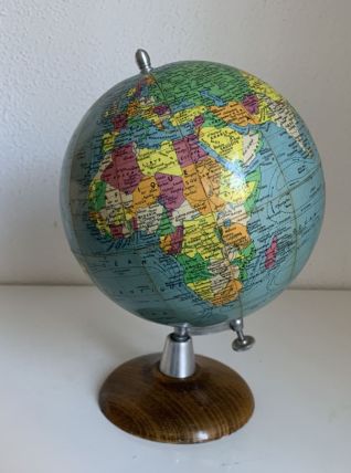 Globe terrestre vintage 1960 Girard et Barrère bois - 29 cm
