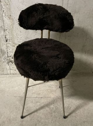 Chaise en moumoute Pelfran années 70