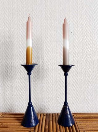 Paire de bougeoirs design Memphis 1980 