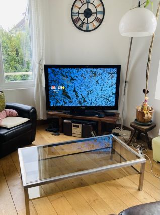 Table basse années 1970 St Willy Rizzo métal brossé &amp; laiton