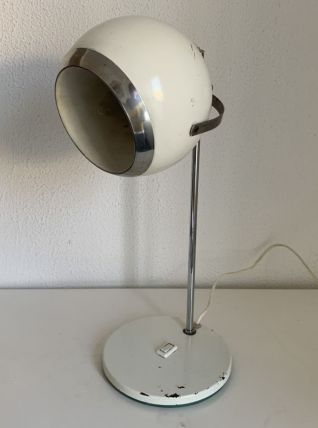 Grande lampe vintage 1960 eyeball blanche mid-century - 44 c