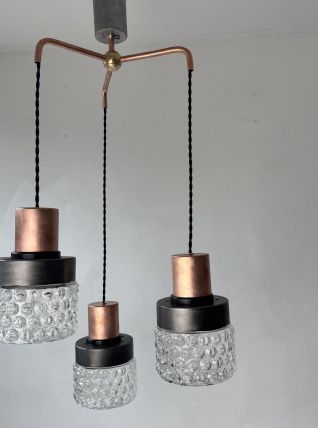 ANCIEN LUSTRE CASCADE 3 FEUX 1970 VINTAGE