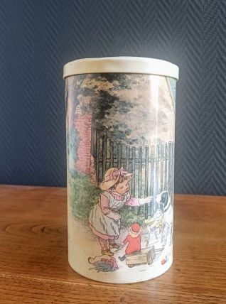 Ancienne boîte à biscuits cylindrique en métal MASSILLY