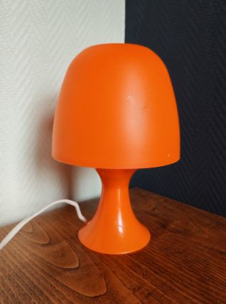 Lampe de table vintage, Lampe champignon en plastique orange