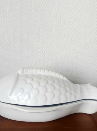 Grand plat à poisson en céramique vintage