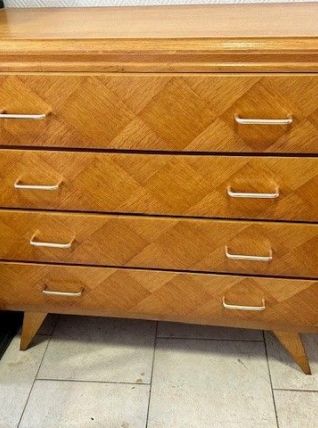 commode vintage année 60 bois naturel