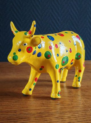 Tirelire Vache Pop Art Vintage en Céramique Jaune
