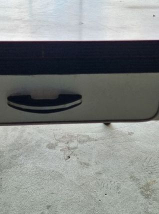 Table vintage formica rouge  pieds chromés+tiroir+ 2 rallong