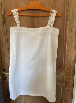 Haut femme ancien coton blanc et dentelle.