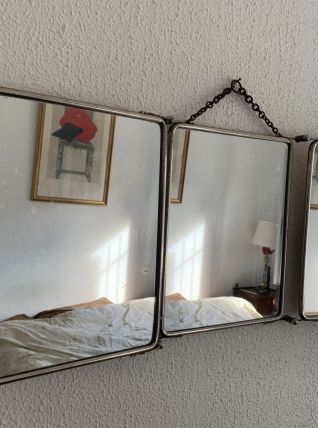 Miroir vintage 1900 triptyque barbier Le Solide Paris Art No
