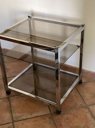 Table basse ou desserte à roulettes. 1970. Italie.