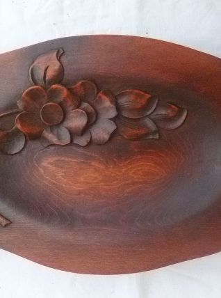 plateau  en bois massif artisanal , vintage