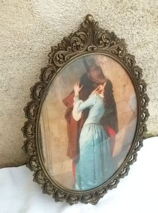 cadre  laiton décoré , vintage