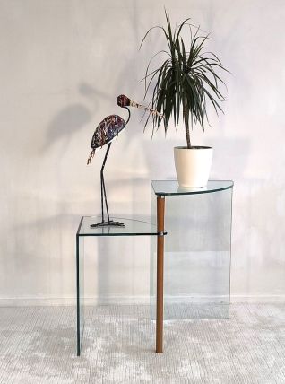 Ligne Roset - Très belle table d’appoint pivotante en verre 