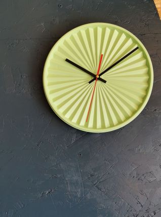 Horloge pendule murale vintage silencieuse Tupperware vert