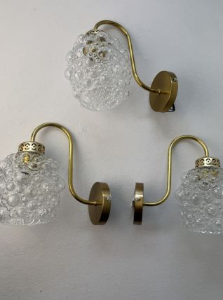 LOT 3 ANCIENNE APPLIQUES EN VERRE BULLE 