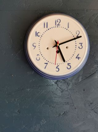 Horloge céramique vintage pendule murale silencieuse ronde 